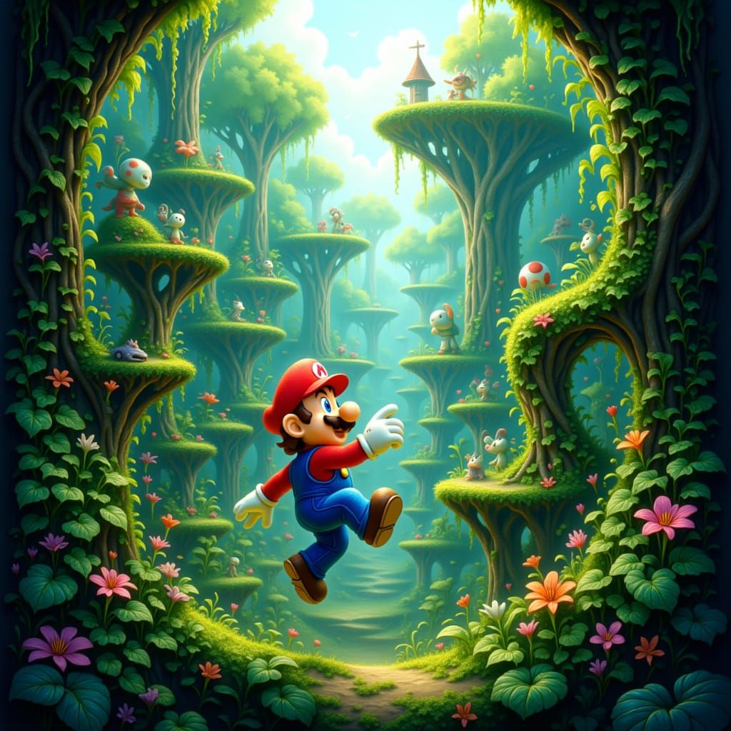 Mario & Luigi Parkour in a Wild Jungle Menagerie