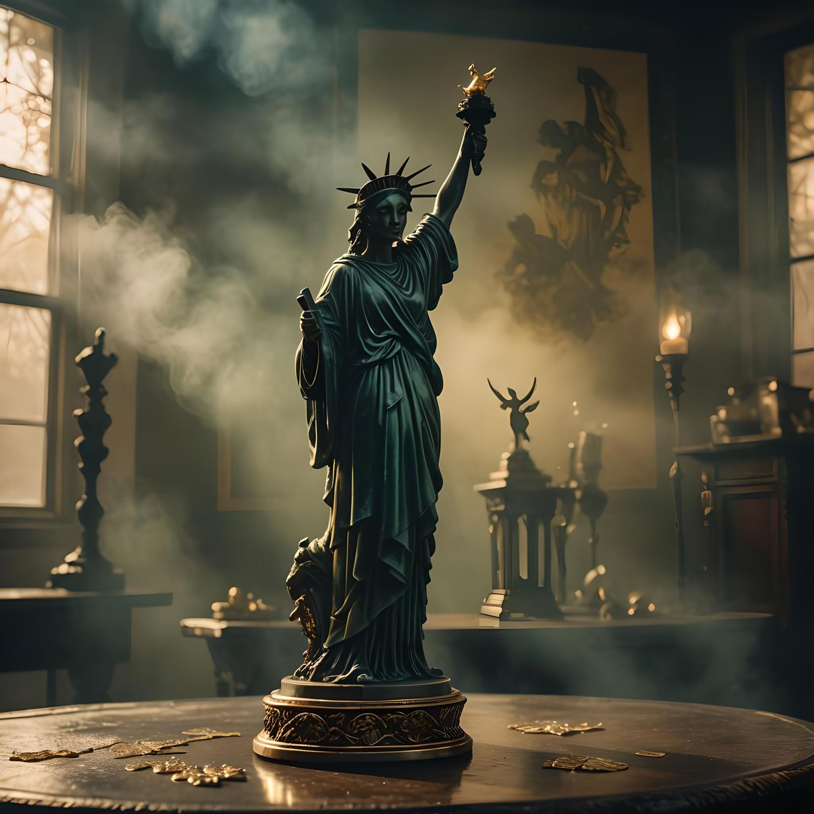 Sinister Enamel Glass Statue of Liberty Figurine