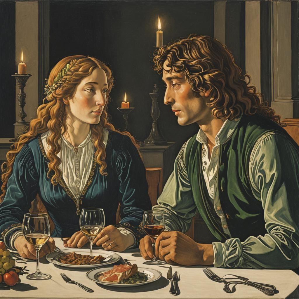 Romantic Dinner in Botticelli Style with Candlelight