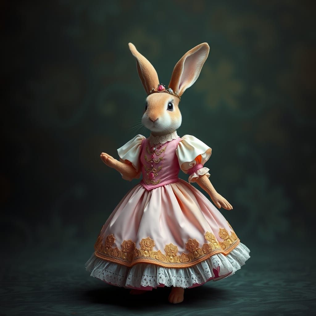 Anthropomorphic Rabbit Princess in Elegant Dress