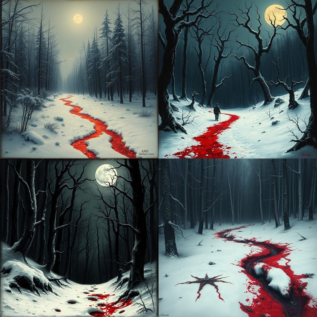 Dark Snow Horror Scene in Gothic Style