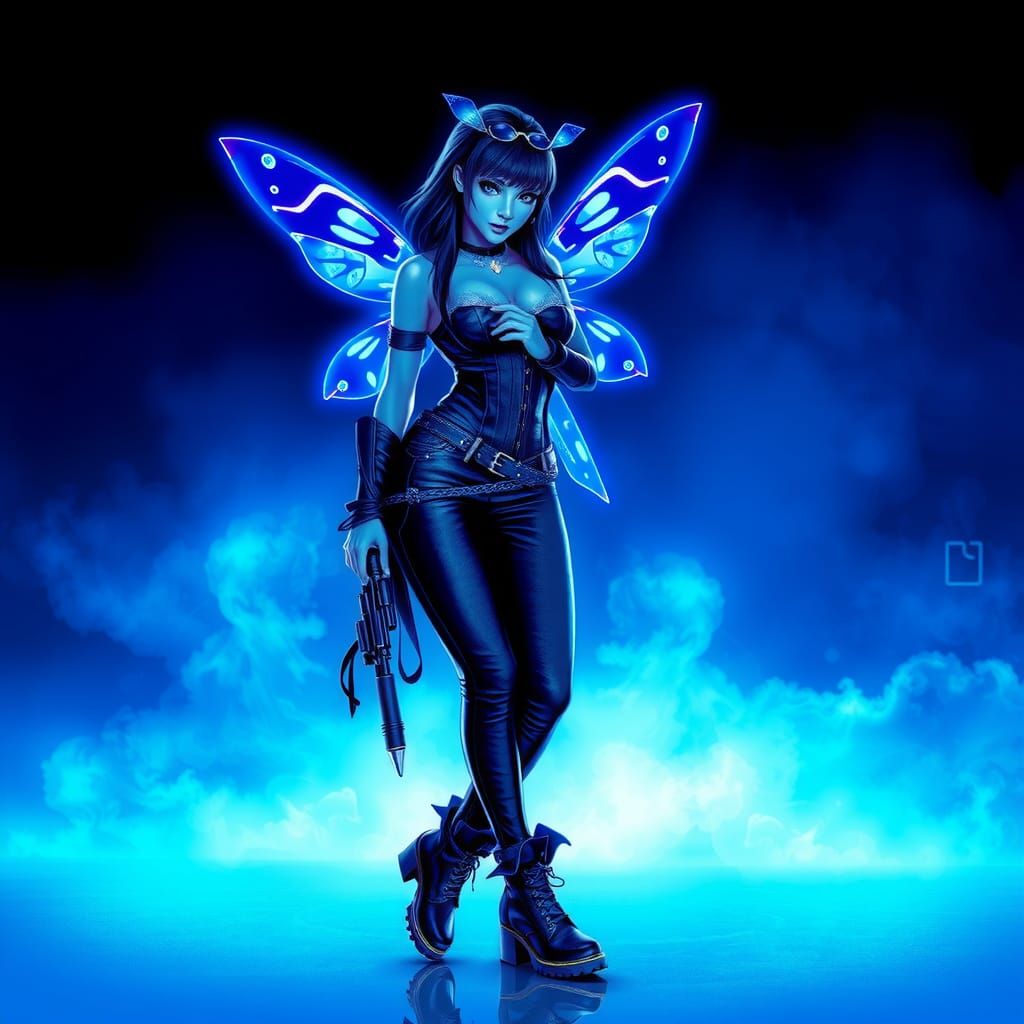 Blue Fairy in Cyberpunk 2099 Neon Style