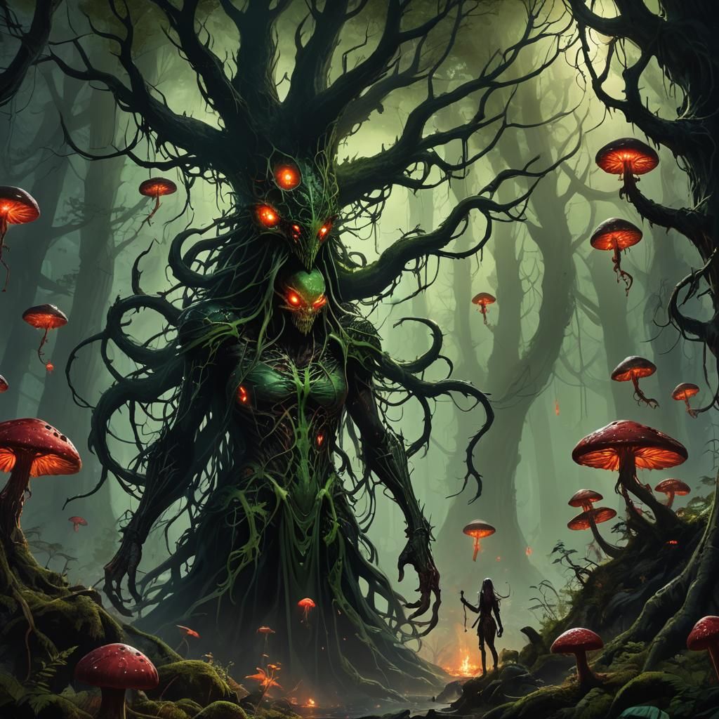 Ungolianta Poisons the Trees in Dark Fantasy Art