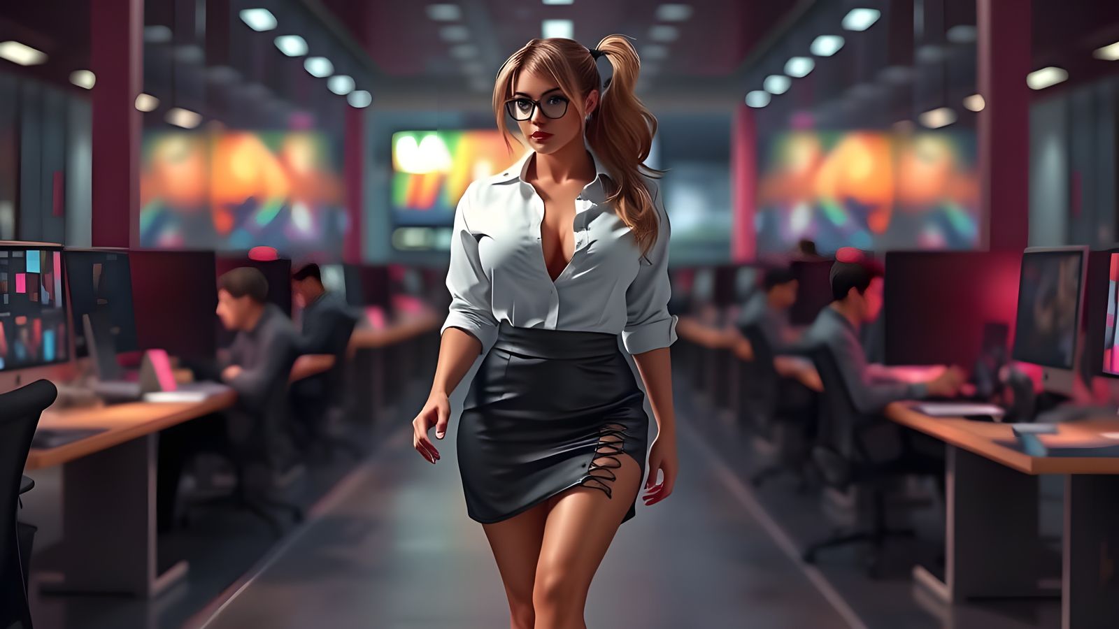 Elegant Fitness Goddess in Business Attire