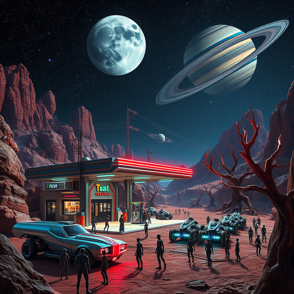 Alien Gas Station on Rocky Planet in Unreal Engine