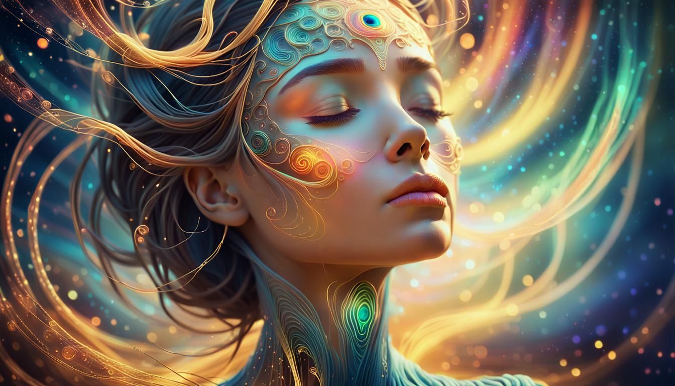 Astral Aurora: Surreal Portrait of Inner Peace