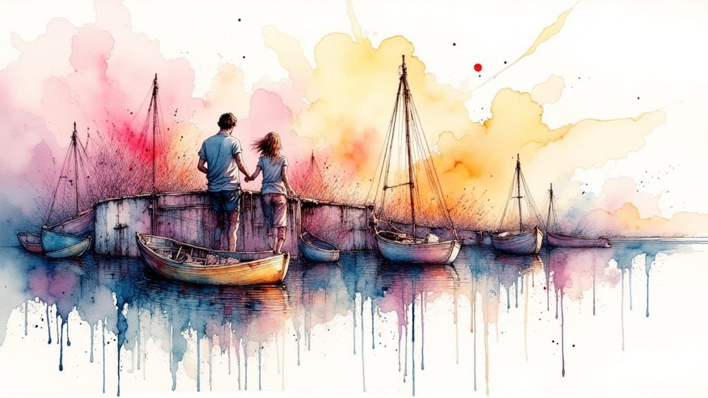 Melancholy Figure in Wet-Wash Watercolour