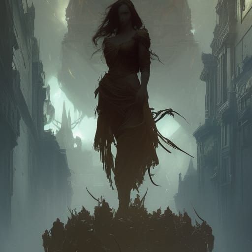 Phantom: Dark Fantasy Art in Art Nouveau Style