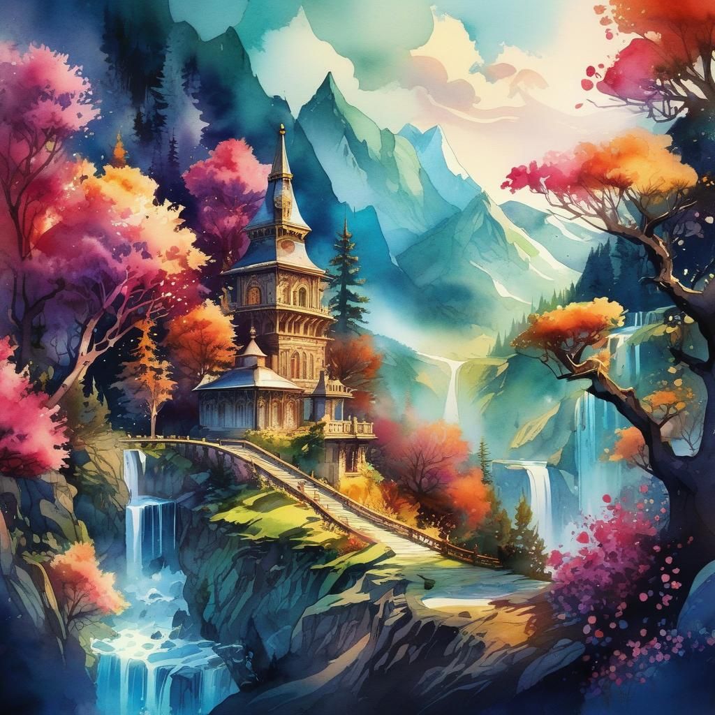 Epic Watercolor Art: Magical Dark Magic Splash