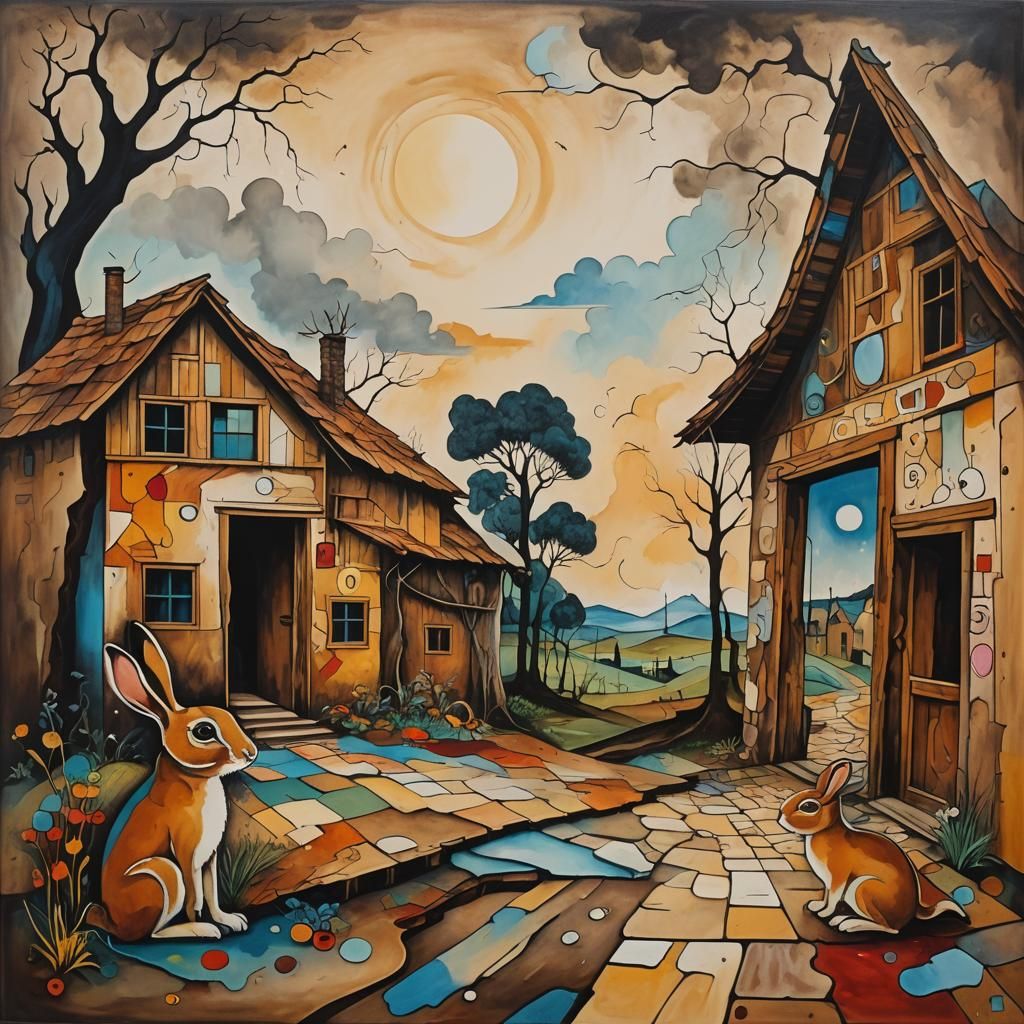 Surreal Wooden House in Kandinsky Style