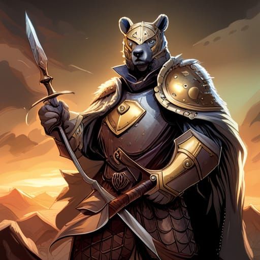 Armored Bear Knight with Claymore Sword
