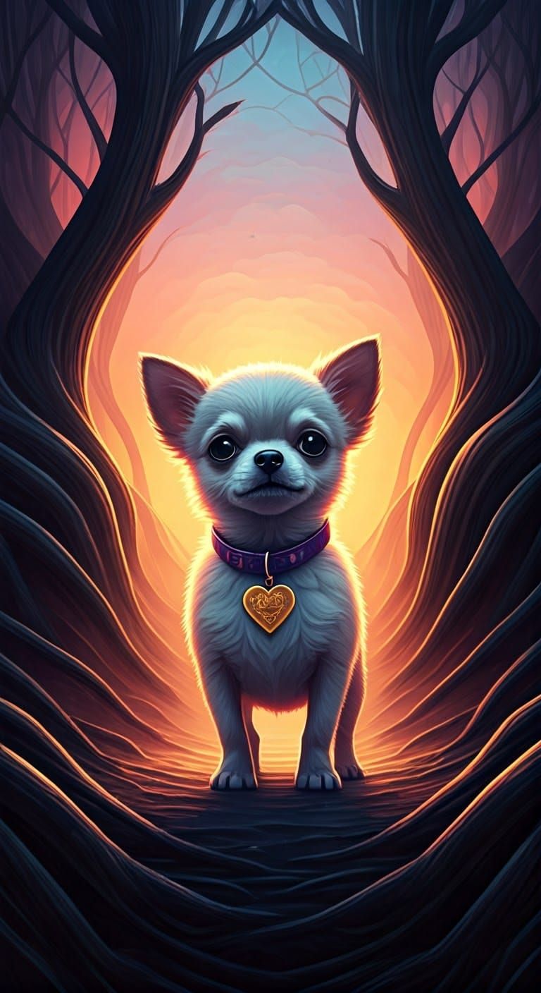 Futuristic Creature of Day of the Dead, Surrounded by Twiste...