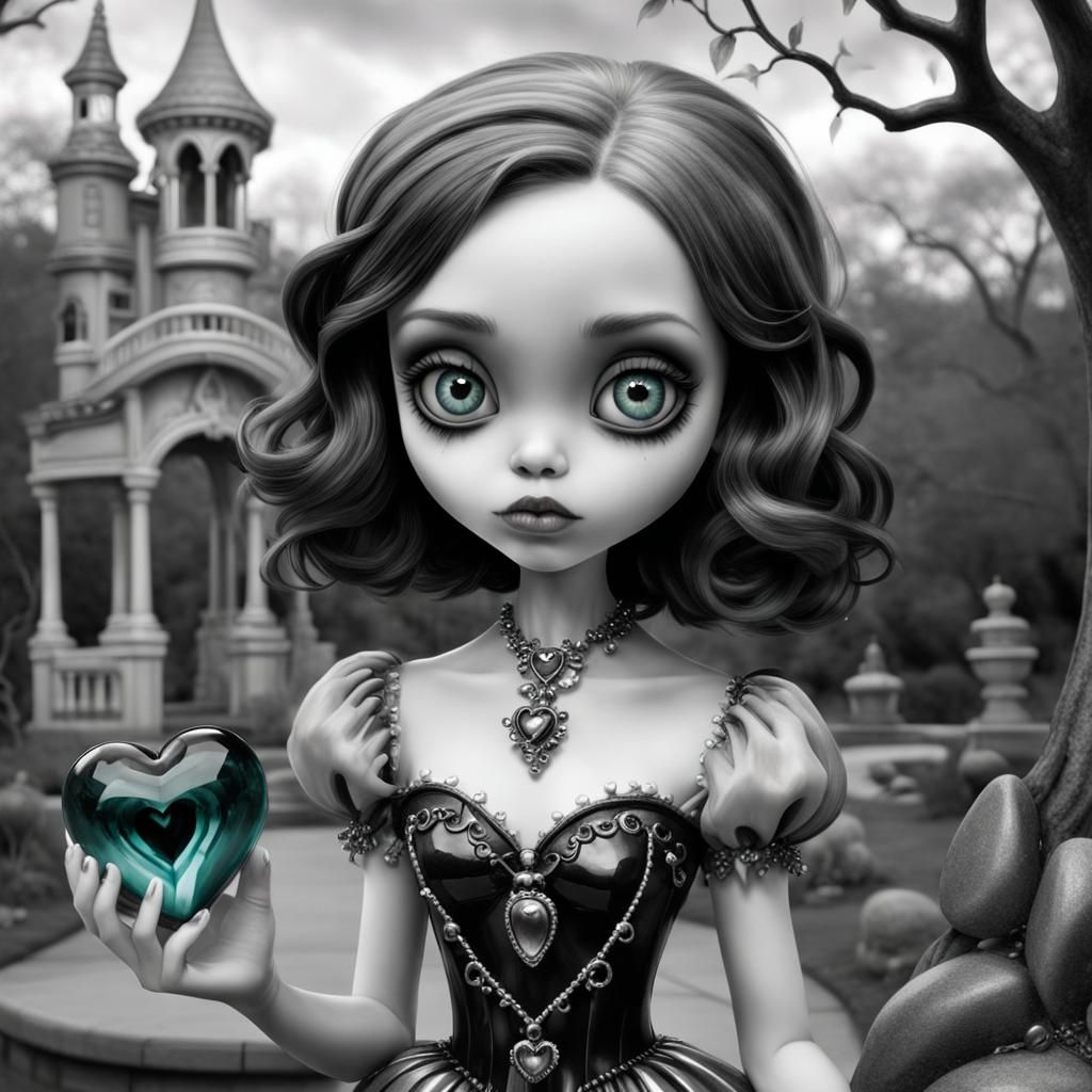 Grayscale Creature Offers Gemstone Heart, Burton-Griffith St...