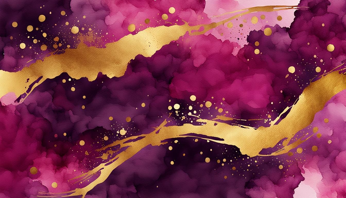 Watercolor Freedom: Magenta and Gold Abstract