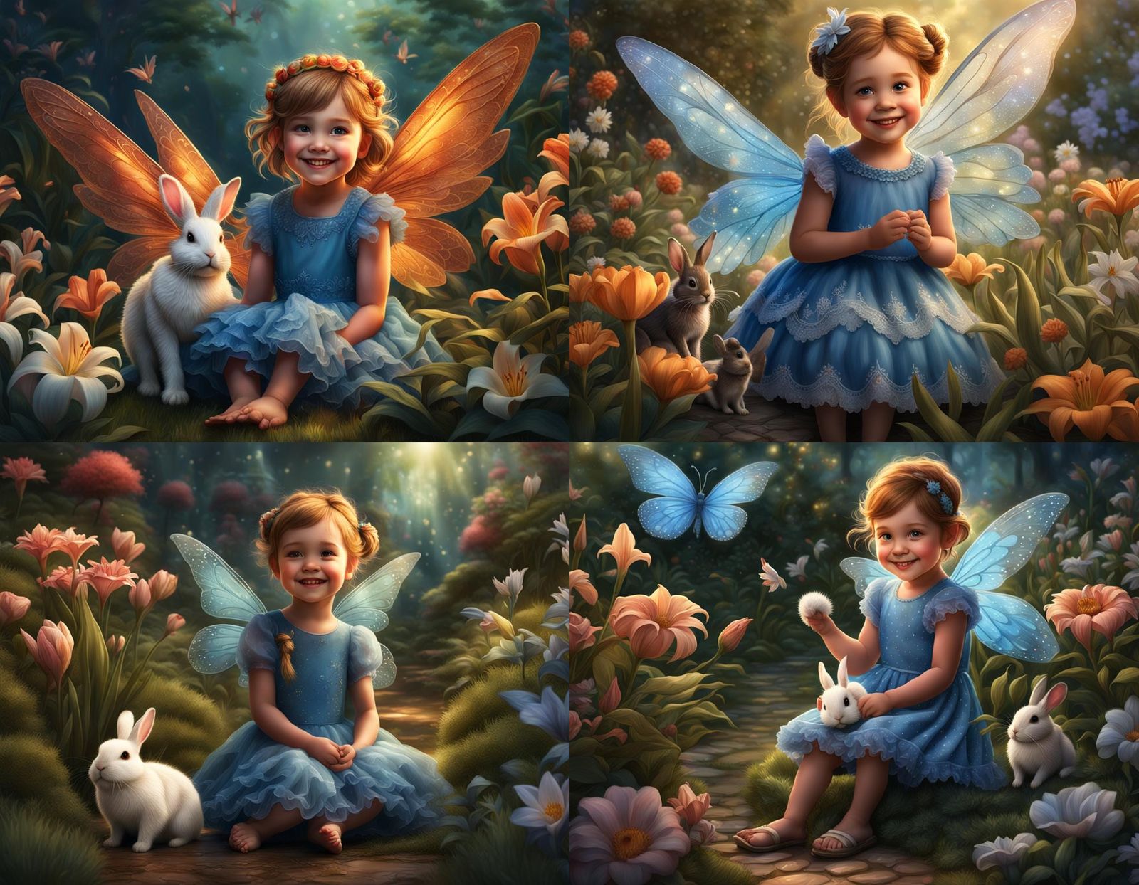 Hyperrealistic Fairy with Rabbit in Garden