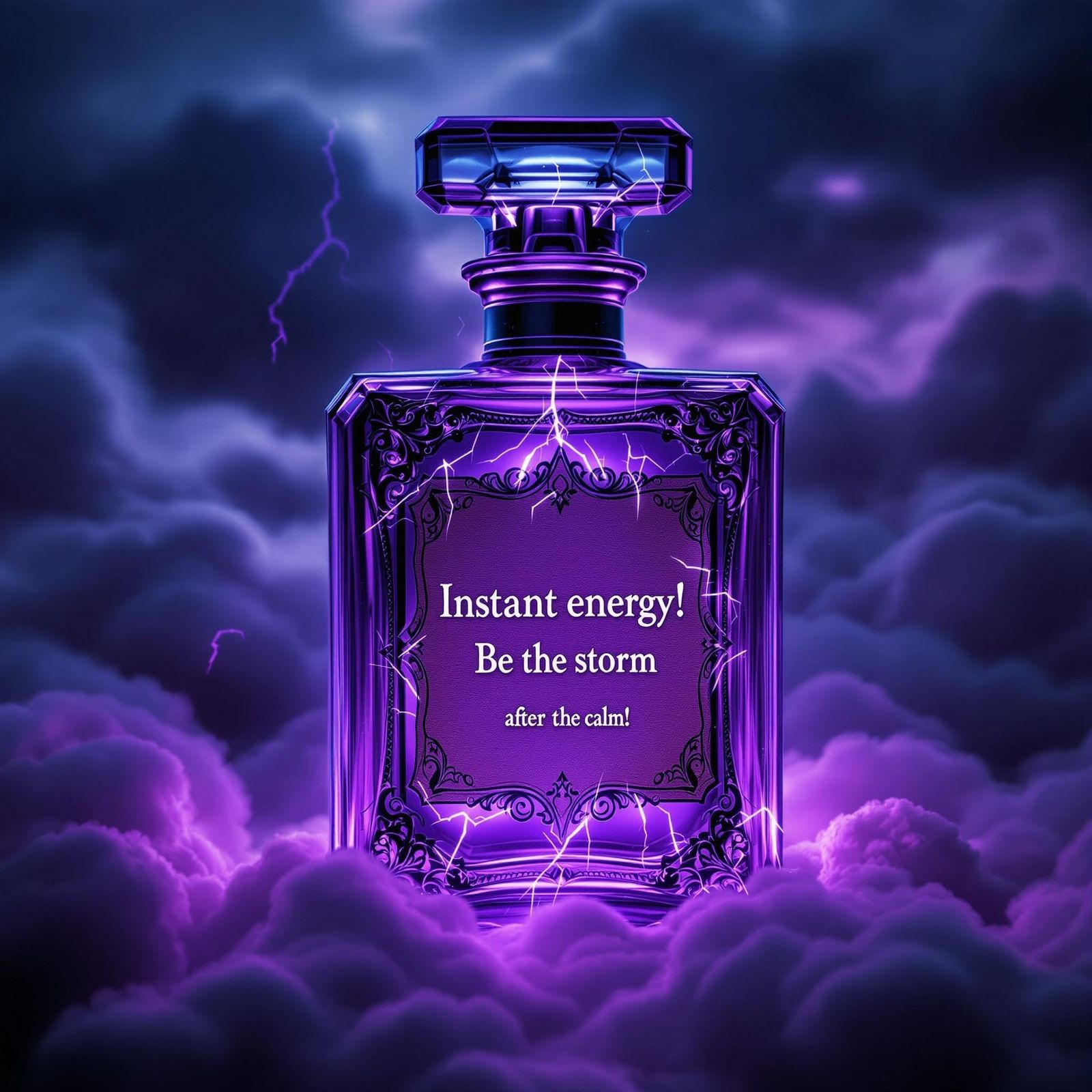 Elegant Glass Bottle of Glowing Storm Perfume
