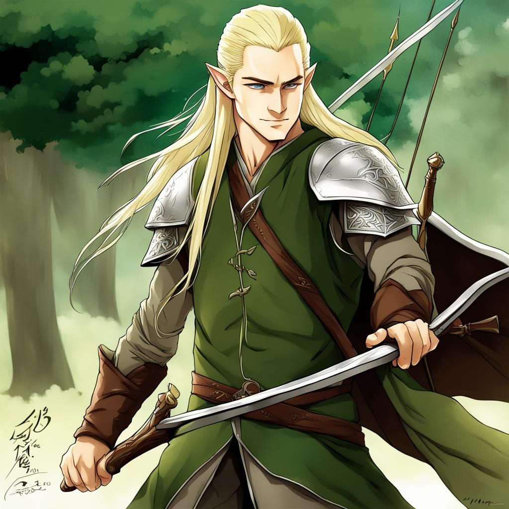 Legolas Inspired Character in Anime Style