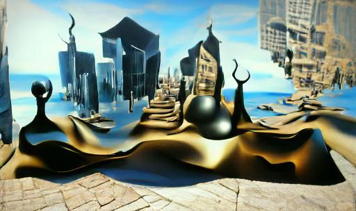 Surreal Melting City Inspired by Salvador Dali