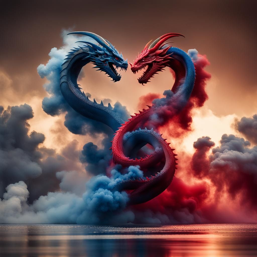 Fiery Dragon Heart in Reflective Studio Light
