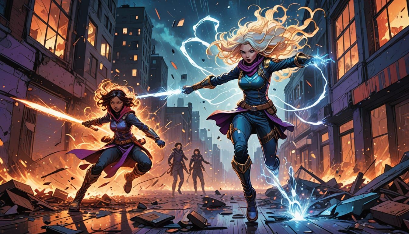 Heroic Ethereal Goddess Battles Dark Forces in Vibrant Comic...