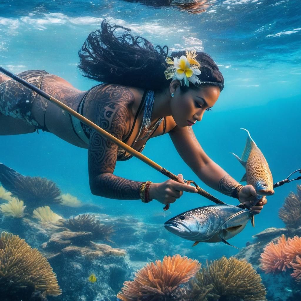 Spearfishing on the reef.