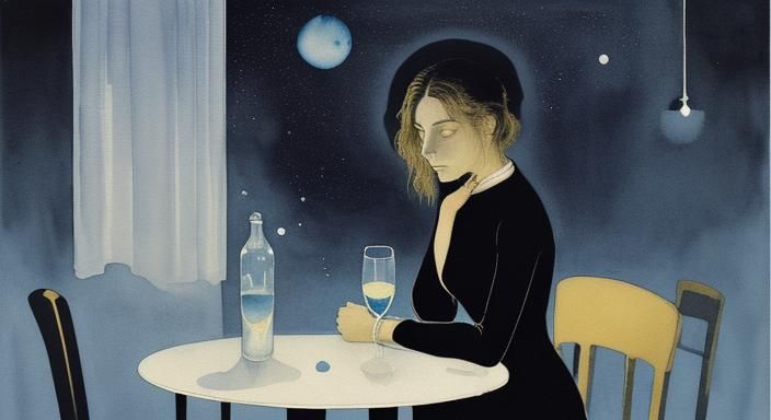 Cosmic Reflection: Woman, Water, and the Universe