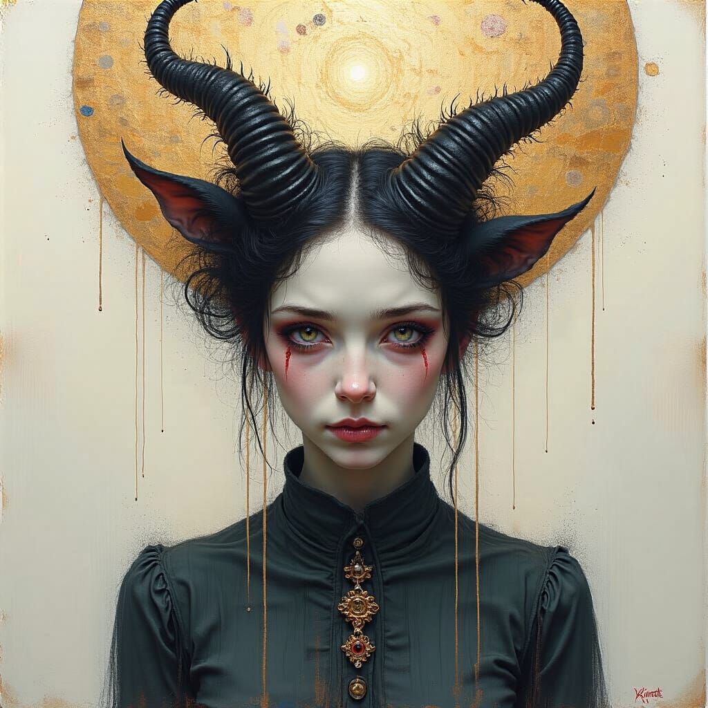 Fearsome Beastly Antagonist in Art Nouveau Style