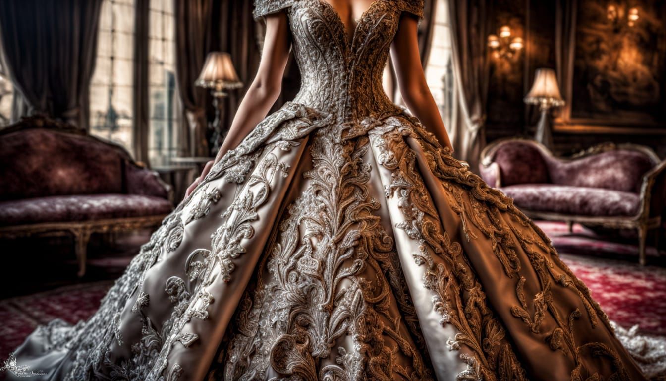 Lady In Fleur De Lis Ballgown
