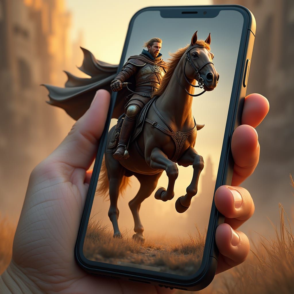 Horseman Rides from iPhone Screen in 3D