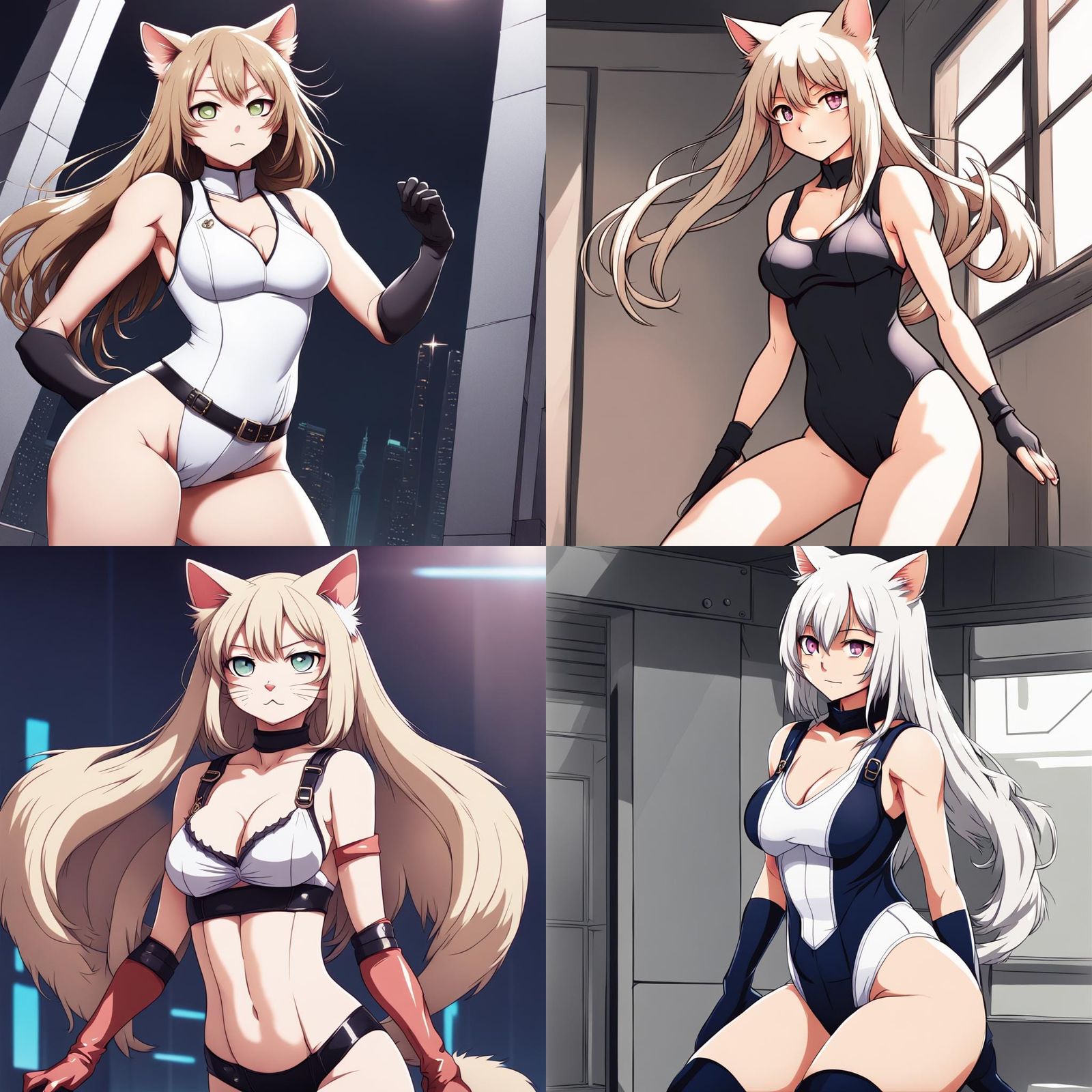 Anime Style Anthropomorphic Cat-Woman in Leotard