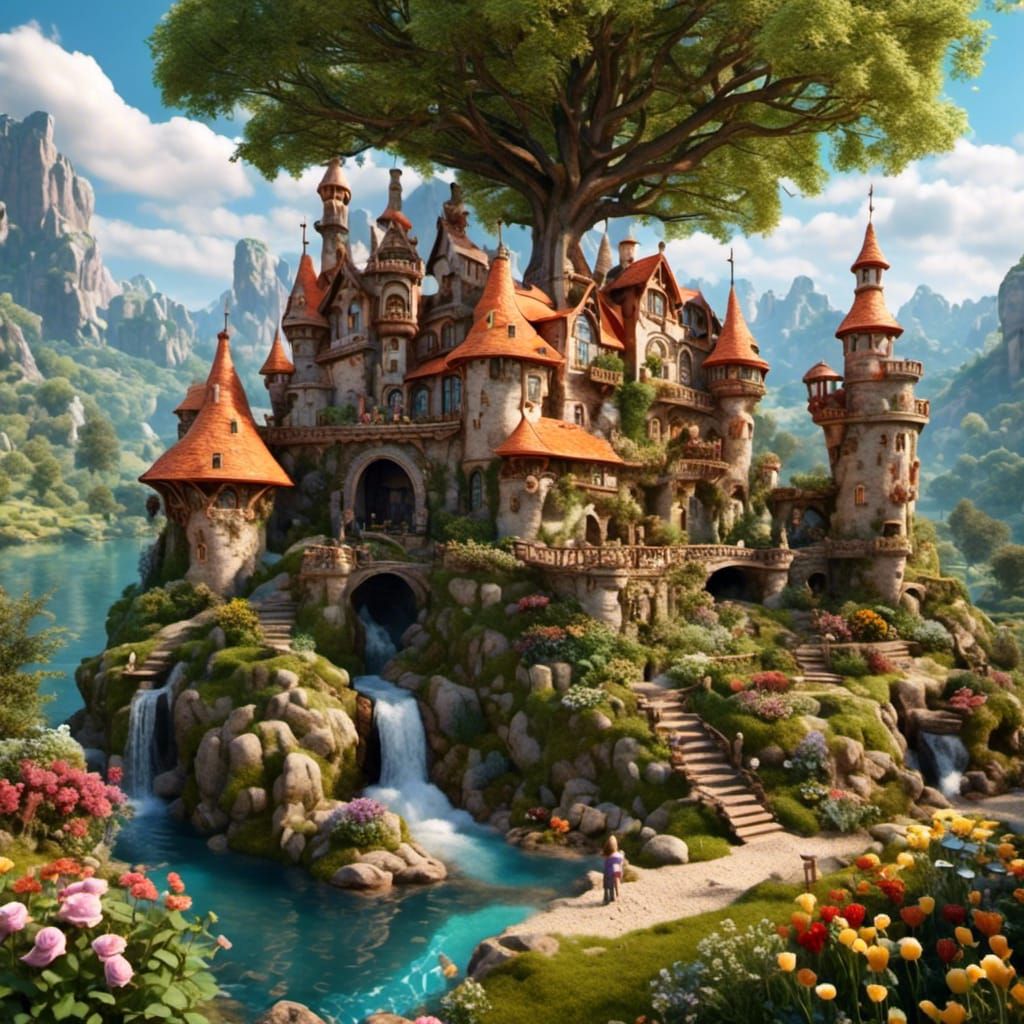 Dreamlike Sandcastle in 3D Style