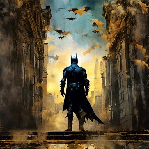 Stylized Batman Silhouette Illustration