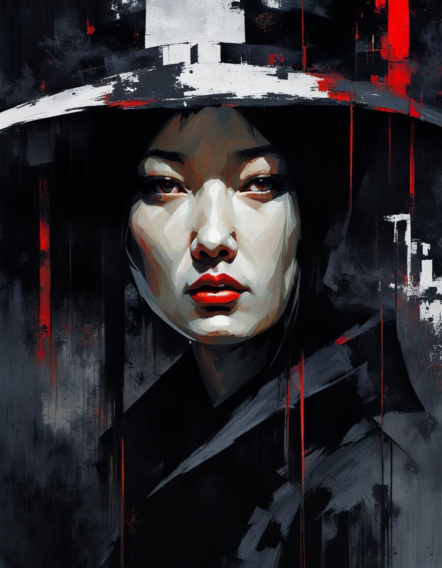 Enigmatic Portrait in Dadaism, Ukiyo-e Style