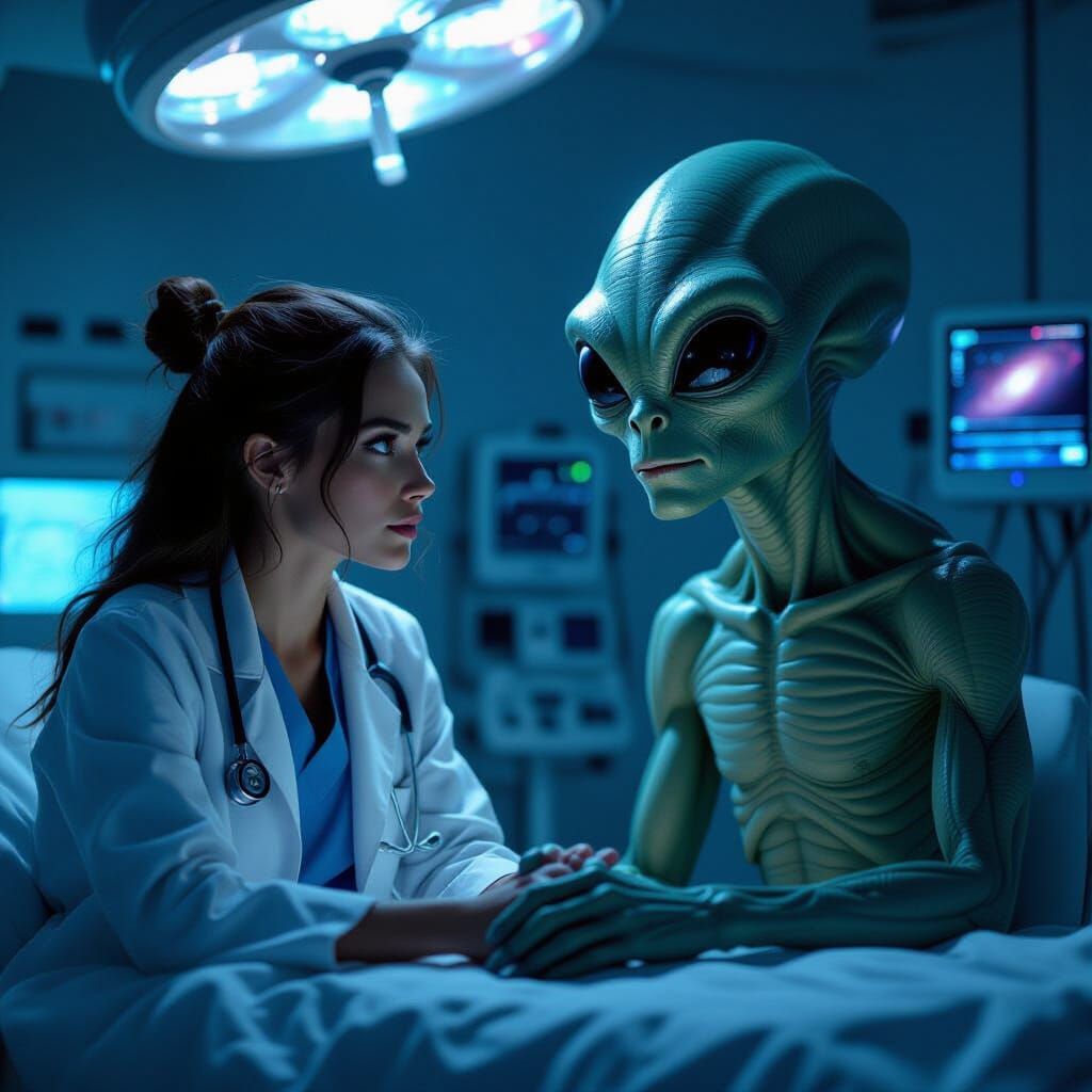 Alien in Disguise: Close-up Portrait in Clinic