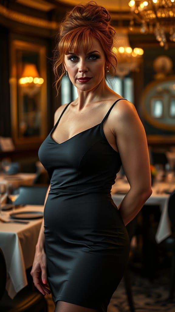 Sultry Woman Exudes Sophistication in Luxury Restaurant