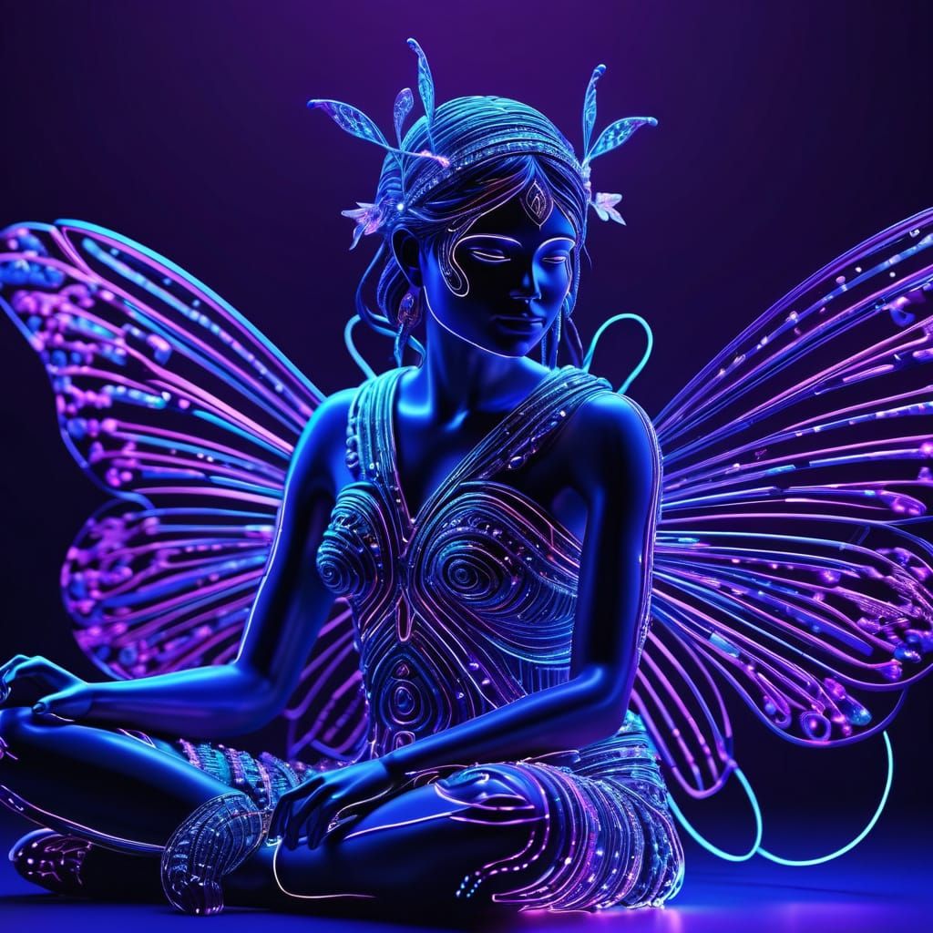 Neon Fairy in Aboriginal Dot Art Style