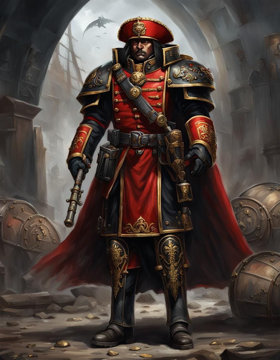Noble Commissar Portrait in Dark Fantasy Style
