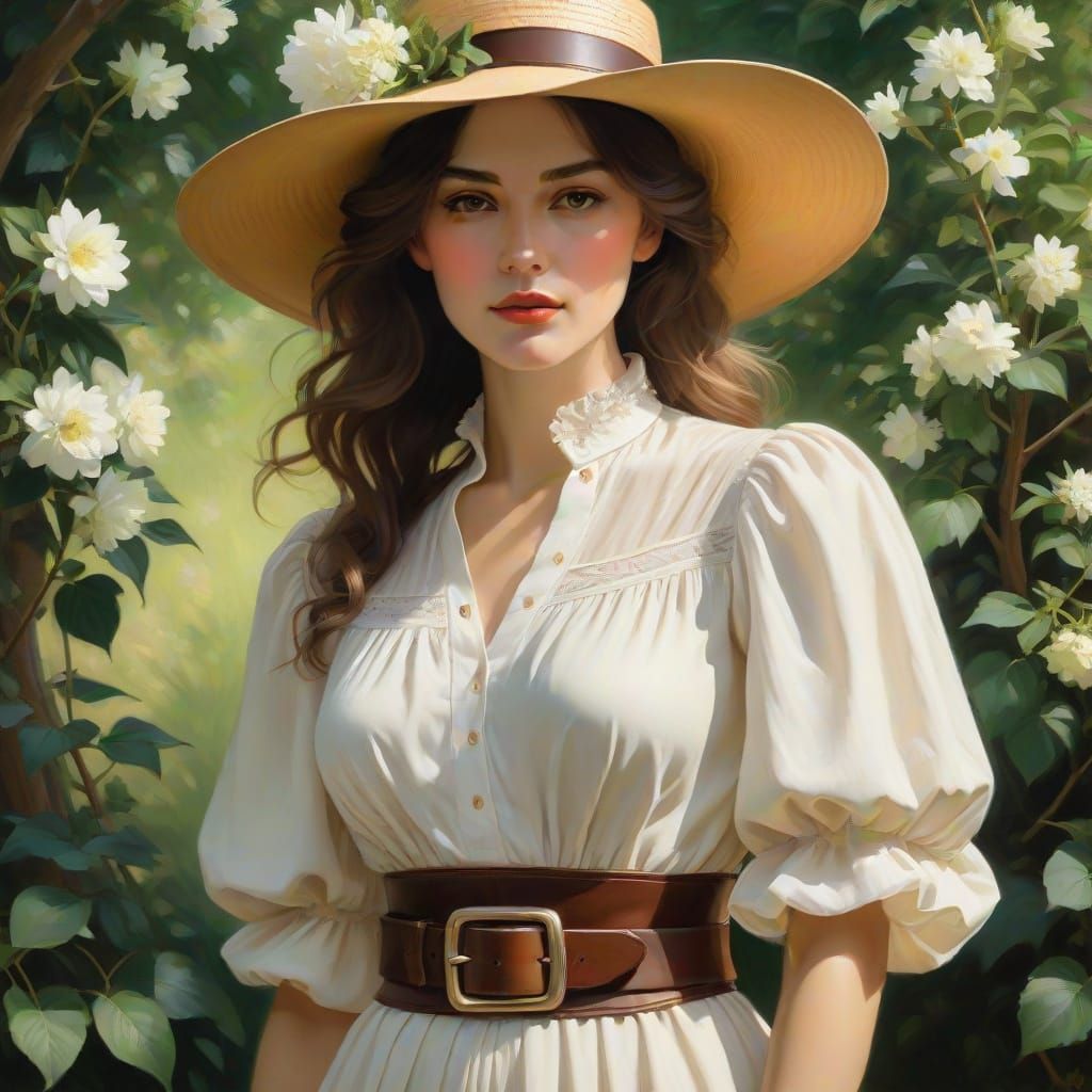 Serene Young Woman in Elegant Oil Portrait