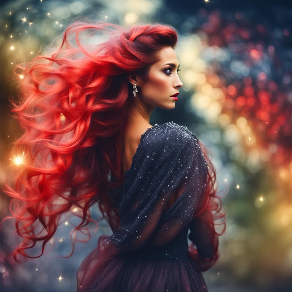 Smoky Red Dress with Sparkles