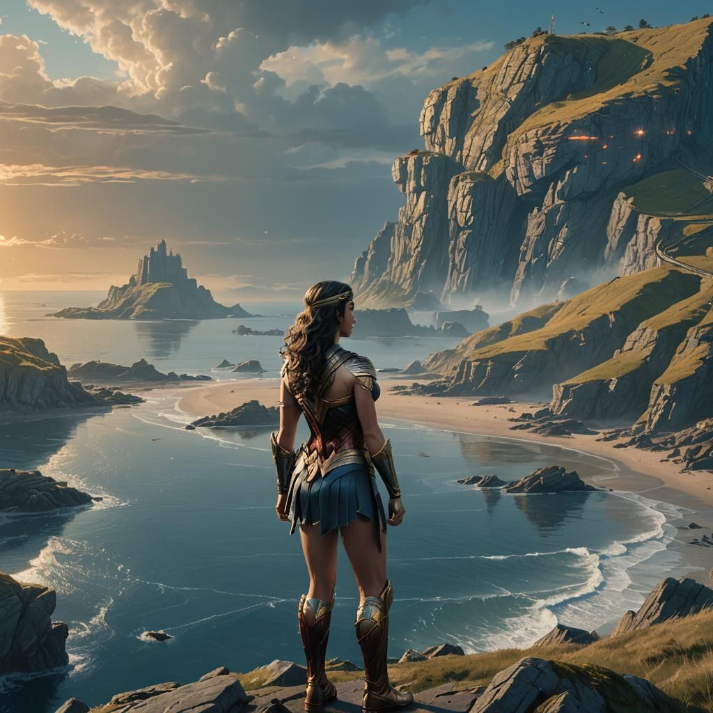 Wonder Woman on Isle of Wight in Fantasy Art