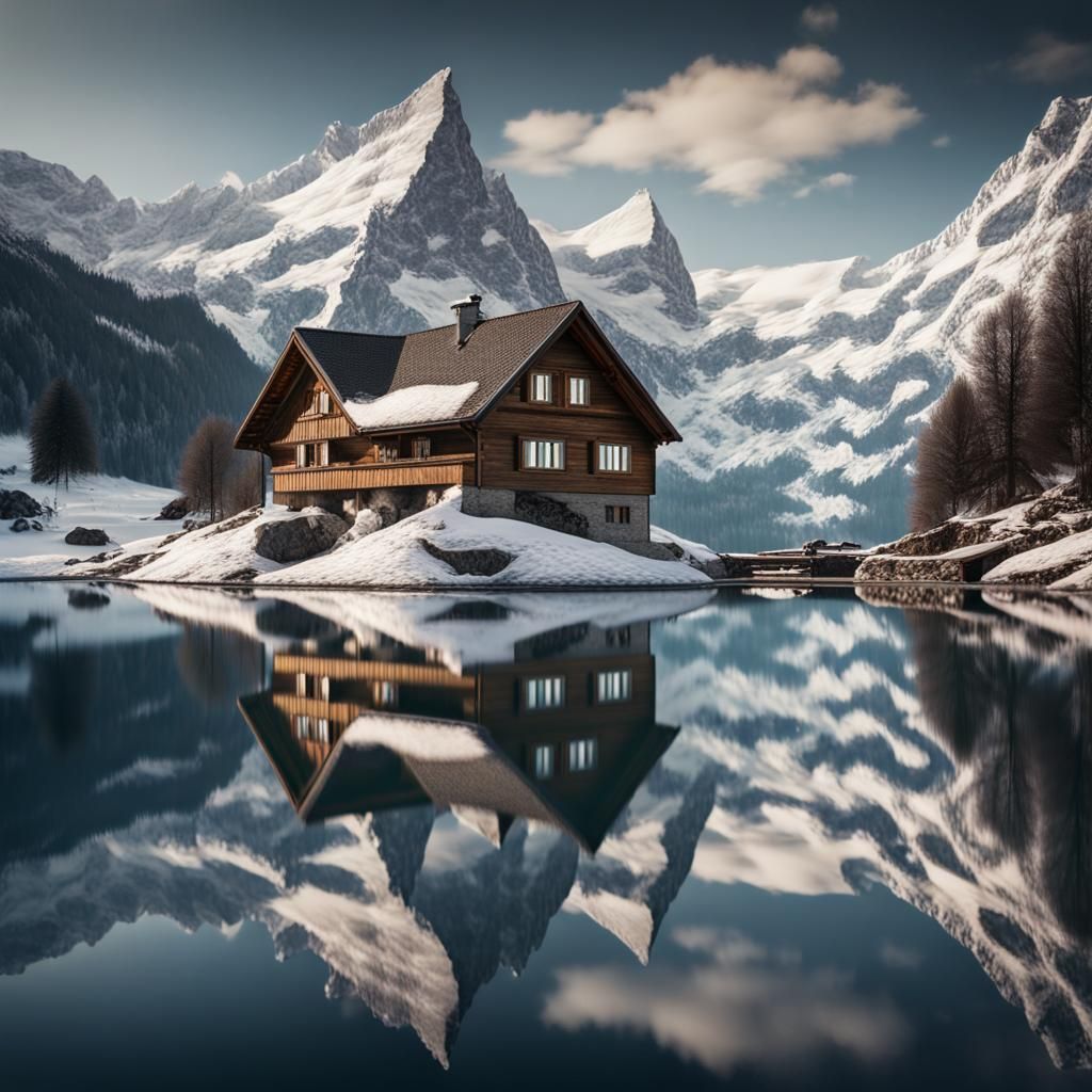 Reflections in the Swiss Alps: A Digital Painting