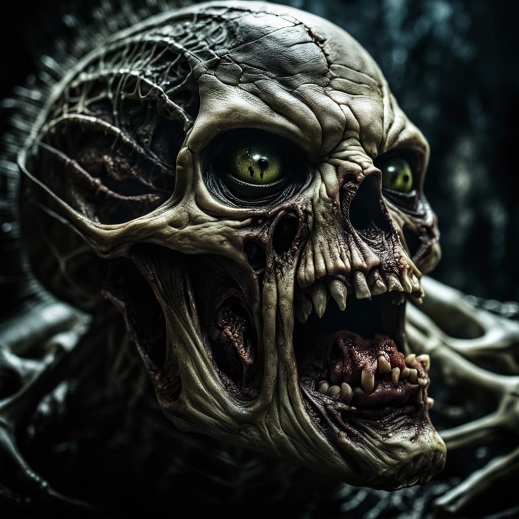 Visceral Horror: Grotesque Creature Whispering Secrets