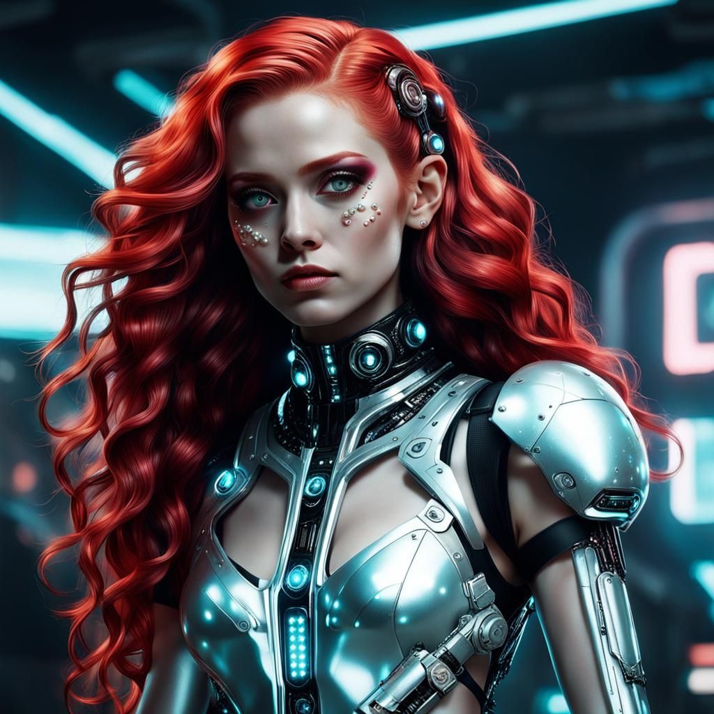 Cyberpunk Woman with Pearl Outfit and Jewelry