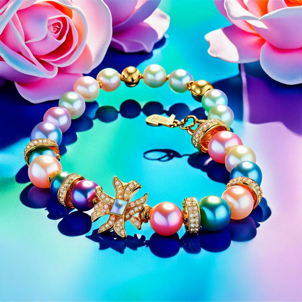 Pearl Bracelet Inspired by Hestia in Pastelwave Style