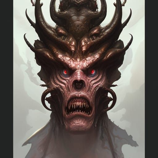 Eldritch Hydra Portrait in Hyperdetailed Style