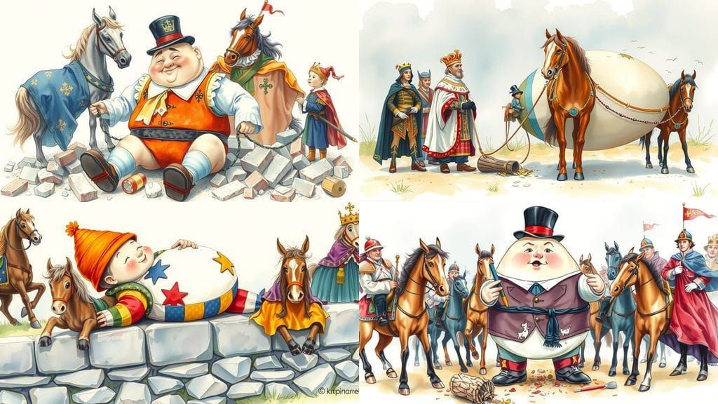 Humpty Dumpty's Fall: A Watercolor Scene