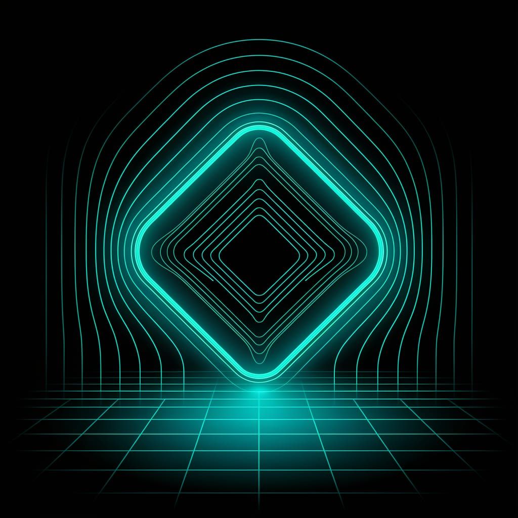Glowing Neon Quadrant Art in Surreal Abstract Style
