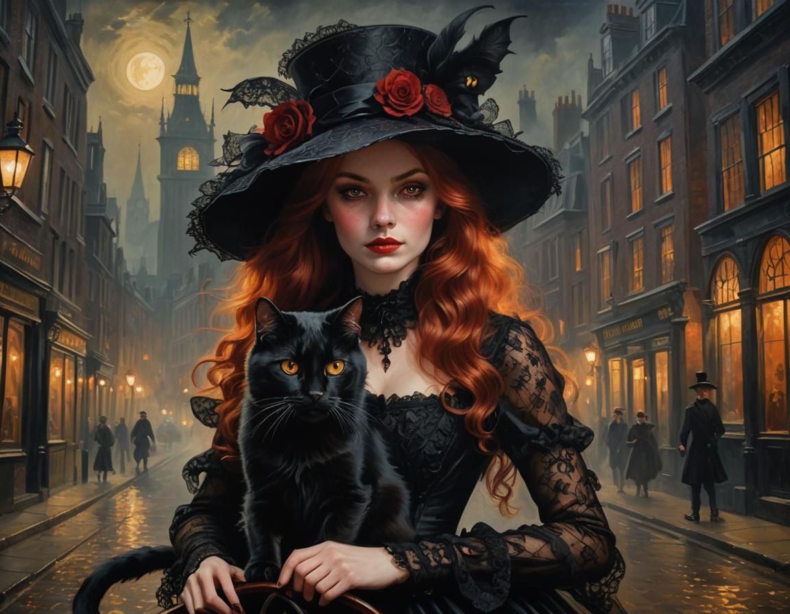 Gothic Romanticism: Redhead Rides Black Cat
