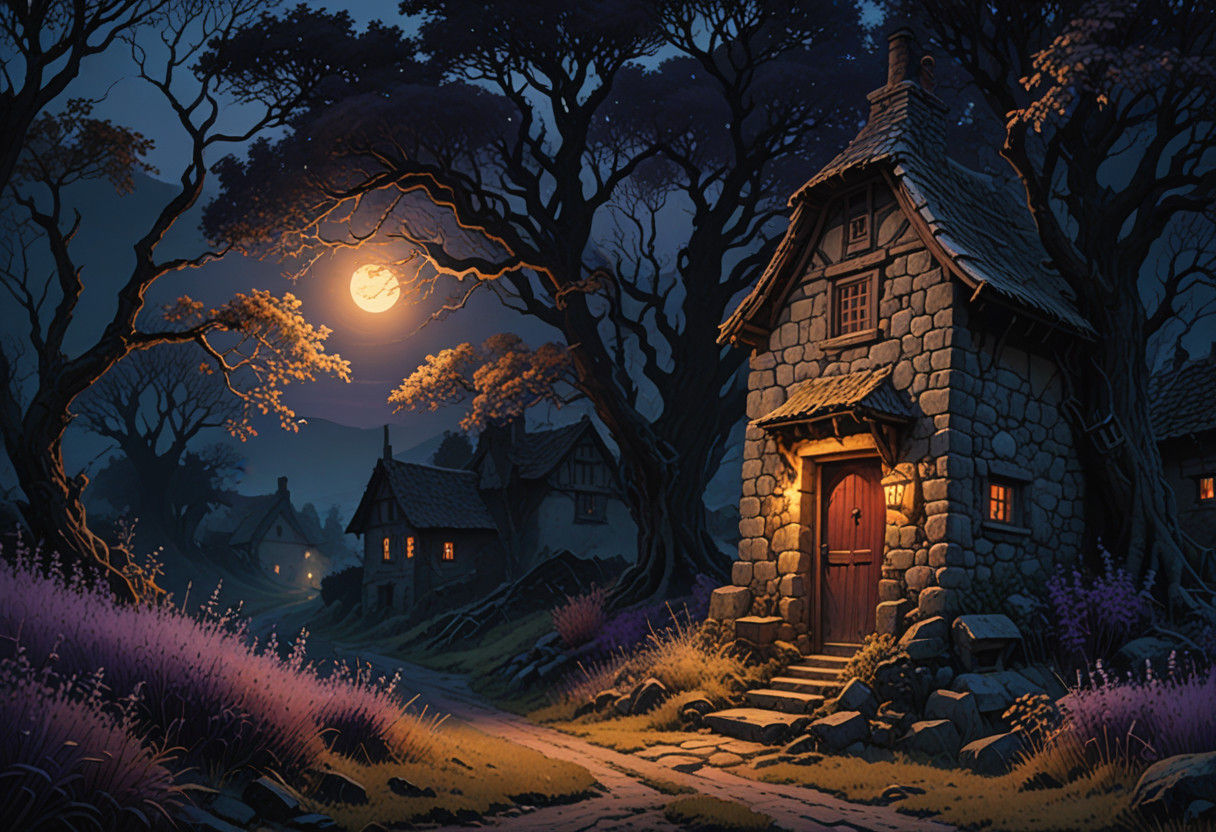 Ethereal Village at Dusk