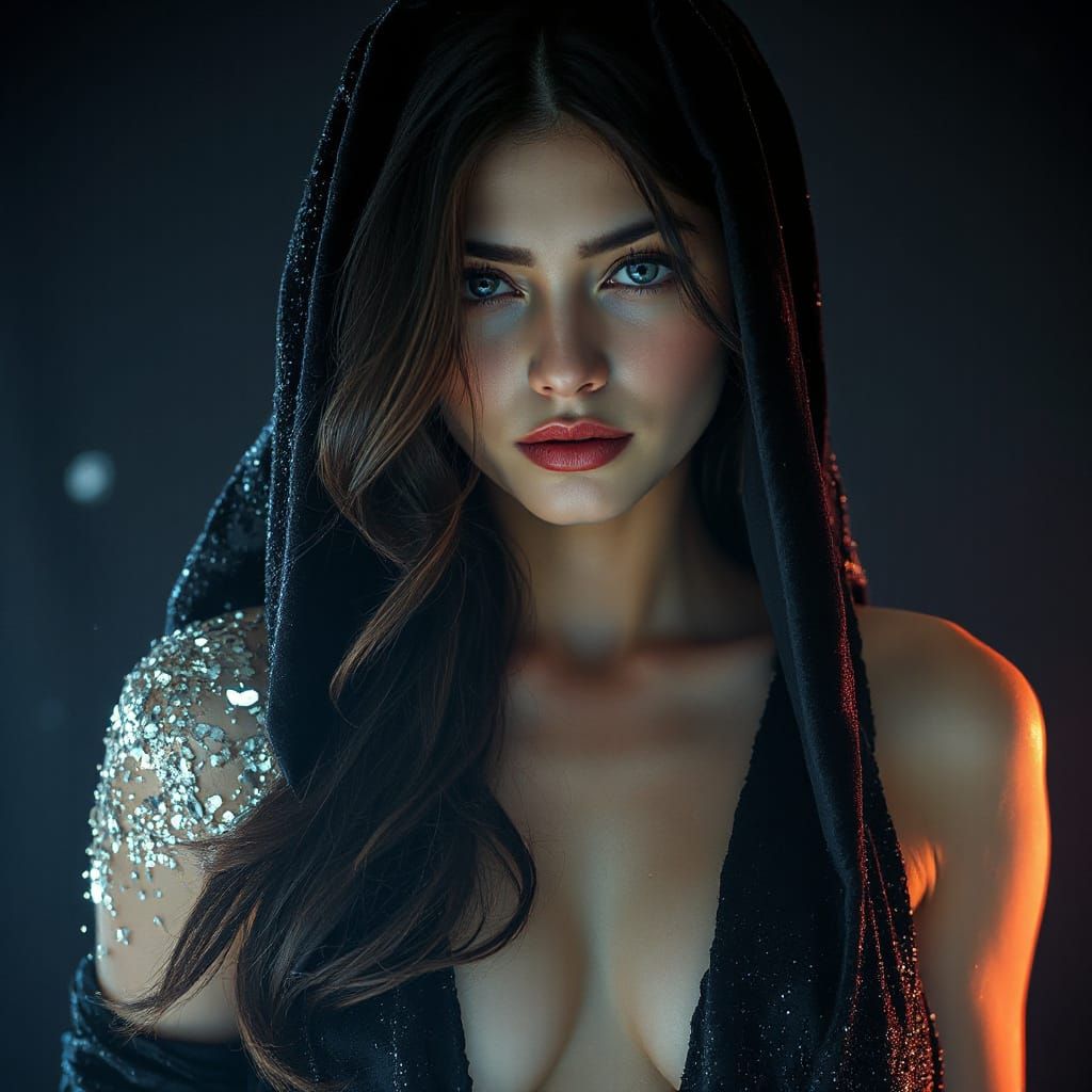 Siren Dissolving into Velvet Glitch in Digital Art Style